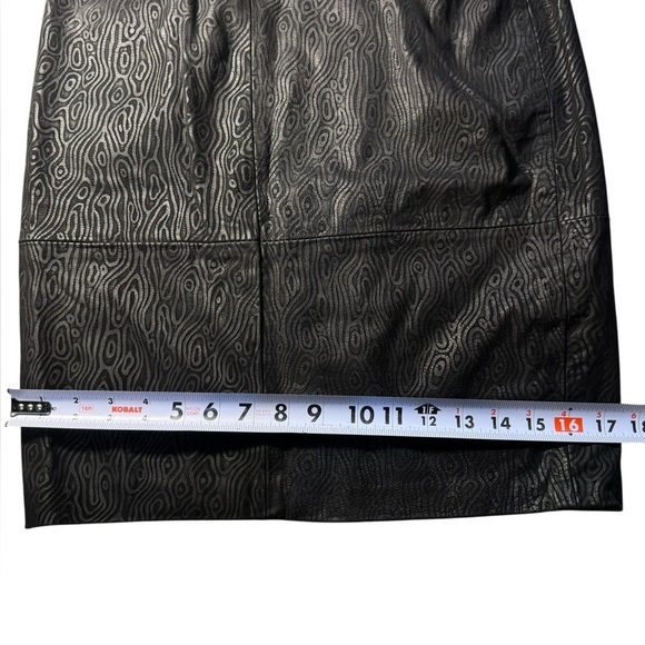 Gino Di Giorgio Vintage Y2K black 100% genuine Leather Pencil Skirt size 5/6 - Picture 7 of 15